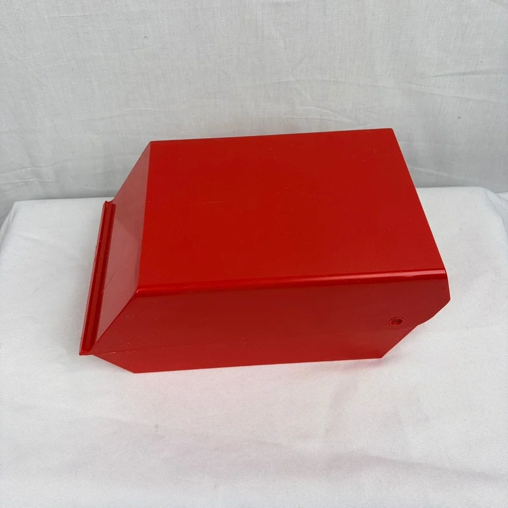 Vintage Red Plastic Flip Top Index Card Recipe Box Organizer Case MCM Style
